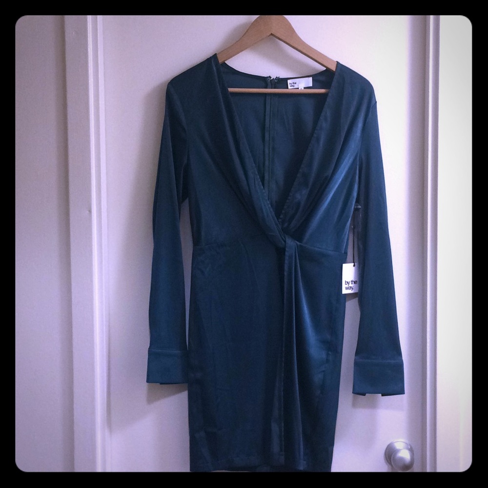 New- Revolve Leon Plunge Knot Dress- Dark Teal